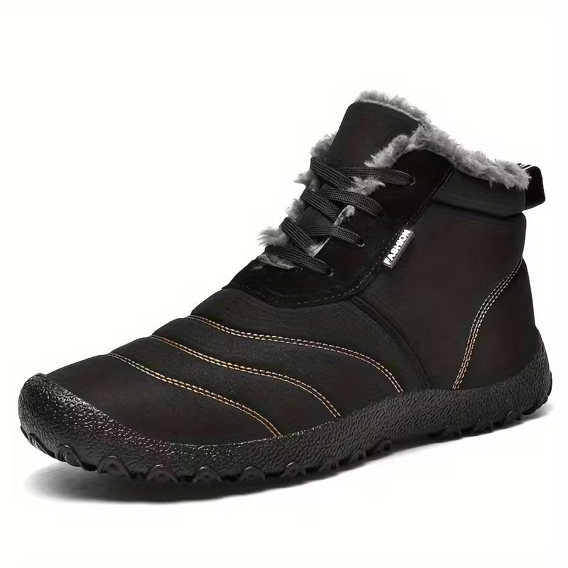 Waterproof Fleece Lined Winter Ankle Boots with Lace Up for Men Women