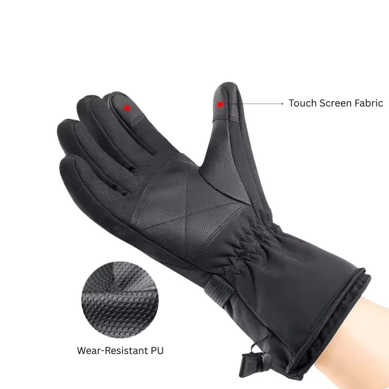 Electric Heated Gloves Waterproof Rechargeable Touchscreen for Winter Outdoor Activities