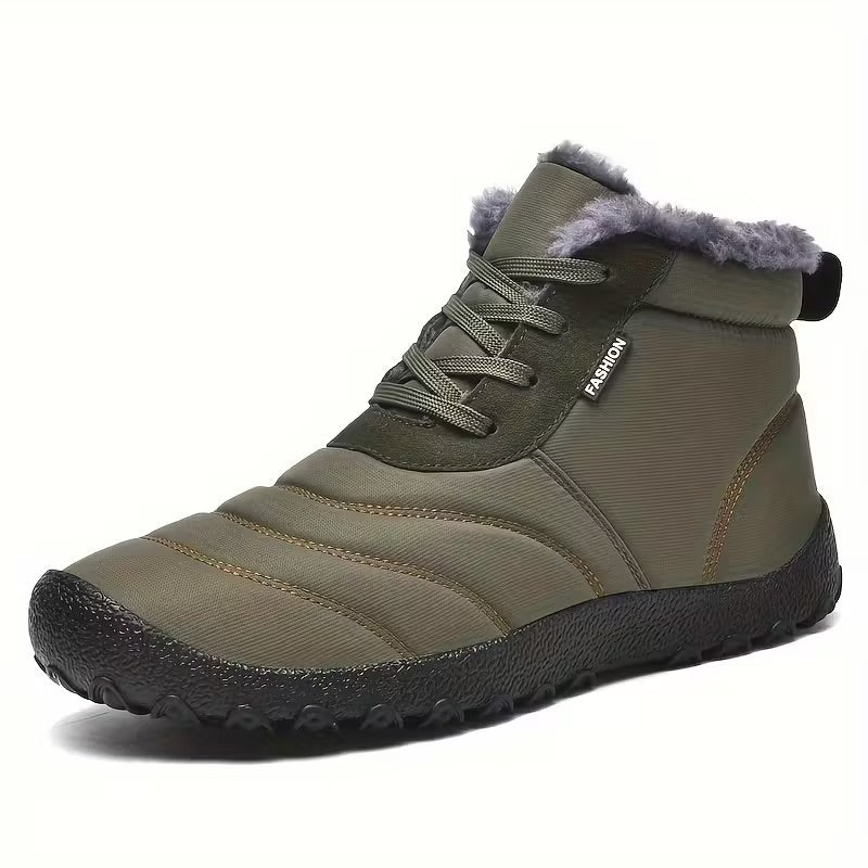 Waterproof Fleece Lined Winter Ankle Boots with Lace Up for Men Women