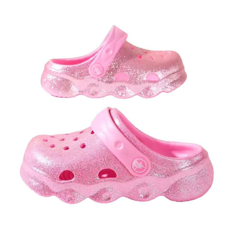 Girls Glitter EVA Clogs Lightweight Non Slip Summer Garden Shoes