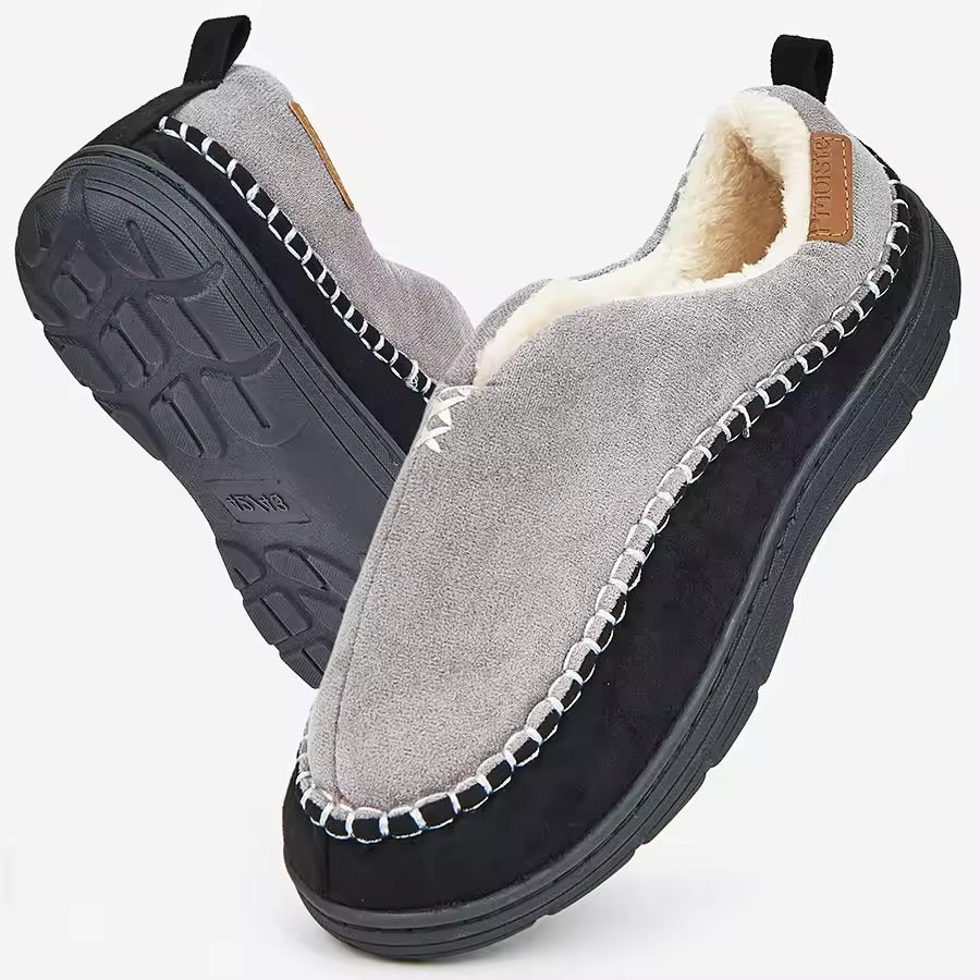 Memory Foam Slippers Men Warm Non Slip Indoor Outdoor Winter House Shoes