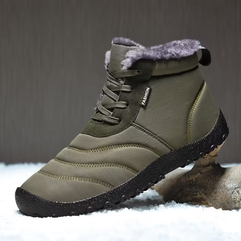 Waterproof Fleece Lined Winter Ankle Boots with Lace Up for Men Women
