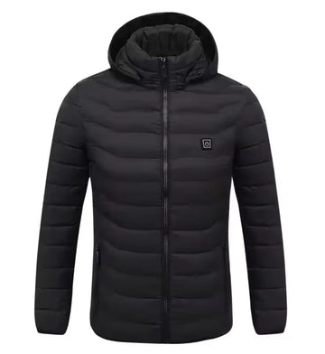 Men USB Heated Jacket Electric Warming Winter Coat 9 Heating Zones Waterproof Hooded