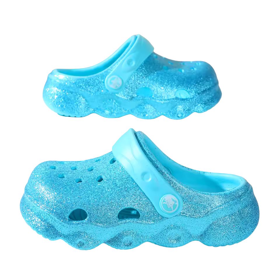 Girls Glitter EVA Clogs Lightweight Non Slip Summer Garden Shoes