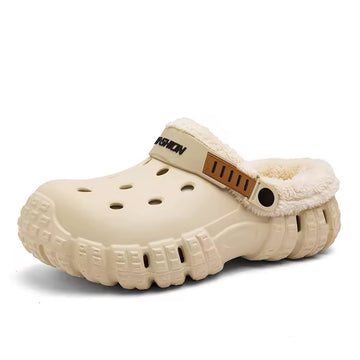 Men Fur Lined Winter Crogs Warm Indoor Outdoor Cotton House Shoes