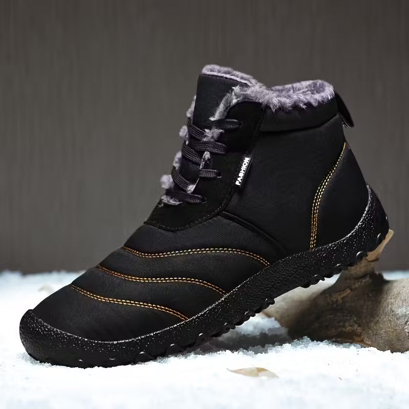 Waterproof Fleece Lined Winter Ankle Boots with Lace Up for Men Women
