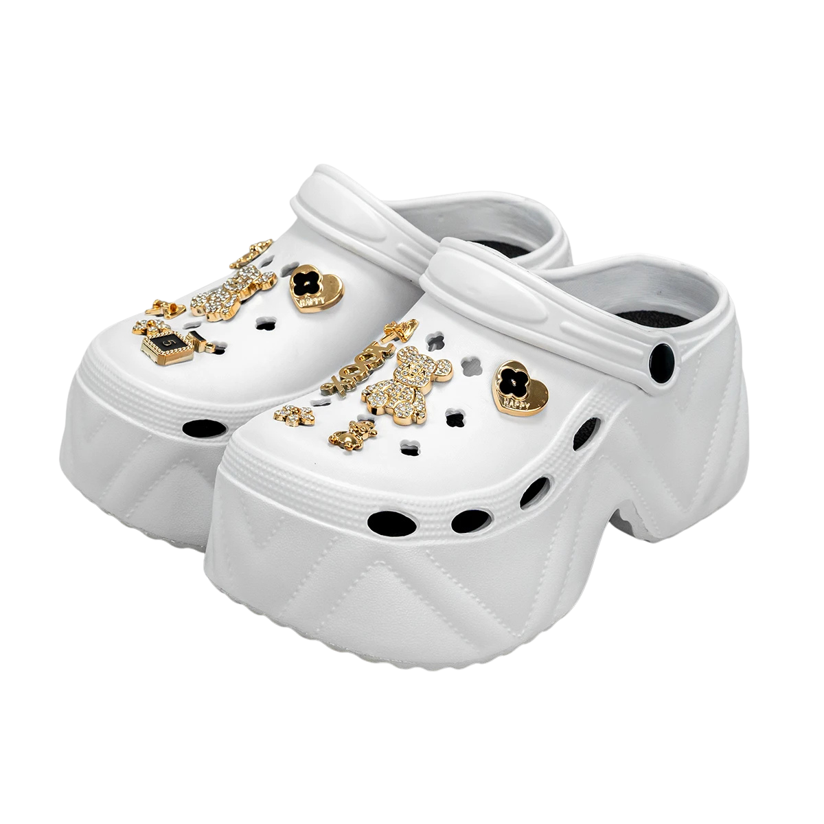 Women’s EVA Clogs with Diamond Bear Print Closed Toe Sandals