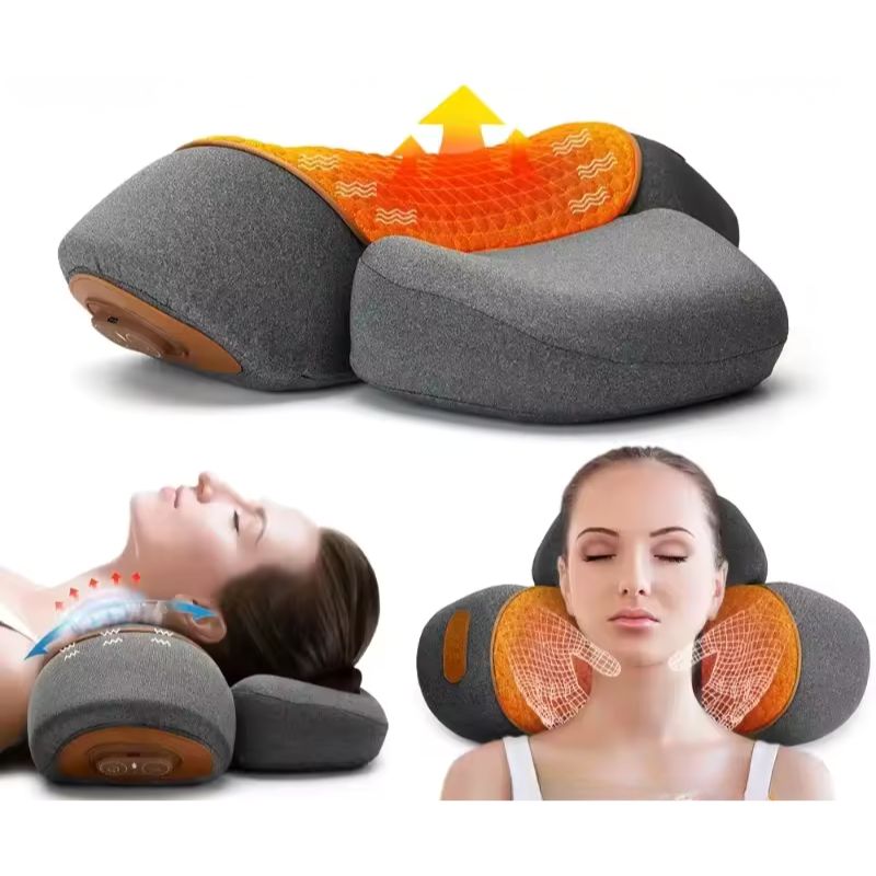 Three in One Neck Traction Pillow Massager with Heat and Vibration