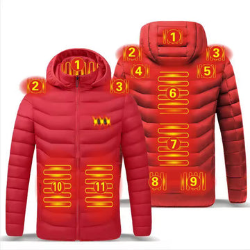 Men's Lightweight USB Heated Puffer Jacket with Hood and Smart Heat Control