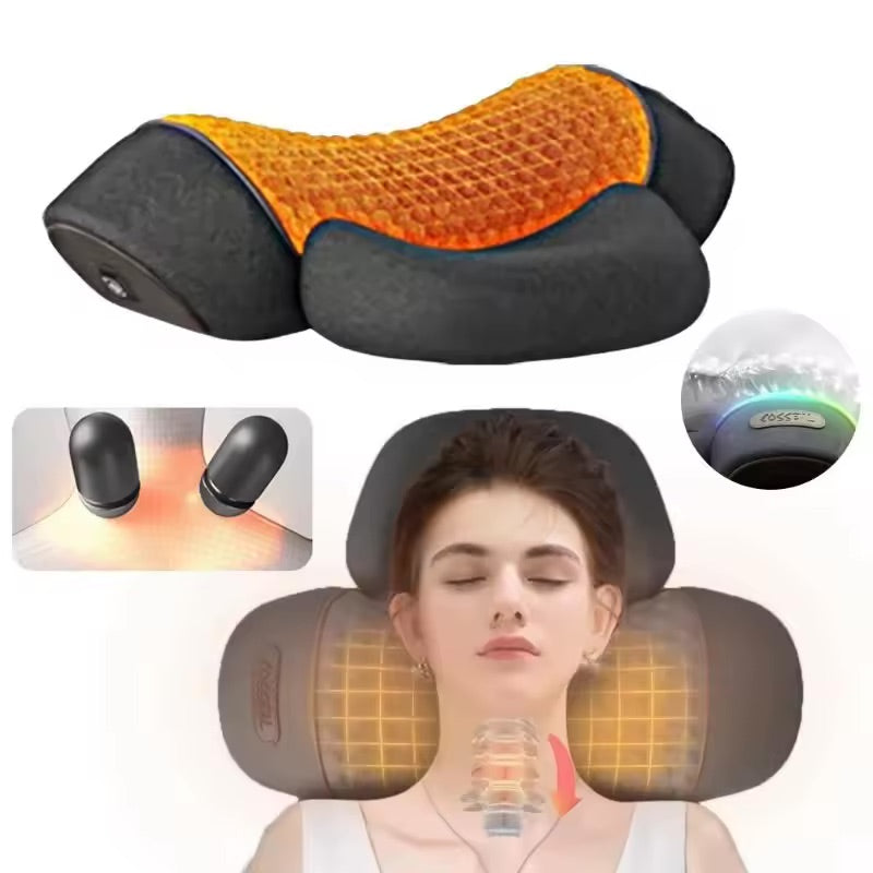 Three in One Neck Traction Pillow Massager with Heat and Vibration