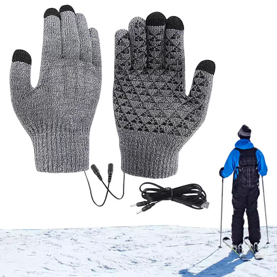 USB Heated Gloves Touchscreen Winter Warm Electric Heating Gloves for Skiing Motorcycling