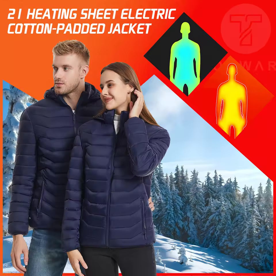 USB Heated Winter Jacket with 21 Heat Zones Waterproof Thermal Coat for Men and Women