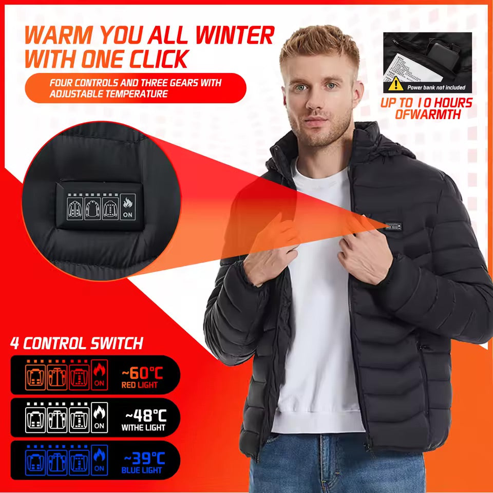USB Heated Winter Jacket with 21 Heat Zones Waterproof Thermal Coat for Men and Women