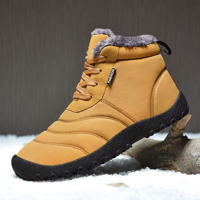 Waterproof Fleece Lined Winter Ankle Boots with Lace Up for Men Women