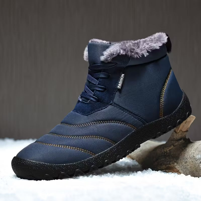 Waterproof Fleece Lined Winter Ankle Boots with Lace Up for Men Women