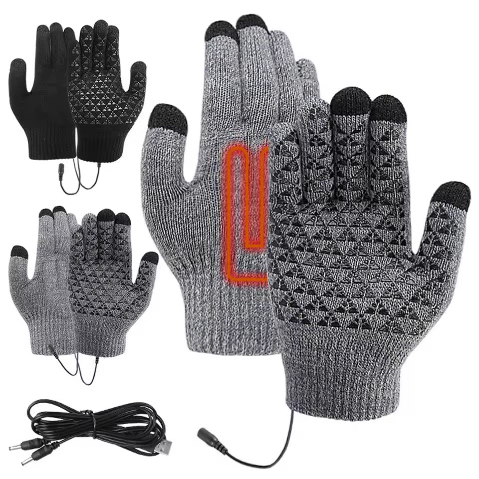 USB Heated Gloves Touchscreen Winter Warm Electric Heating Gloves for Skiing Motorcycling