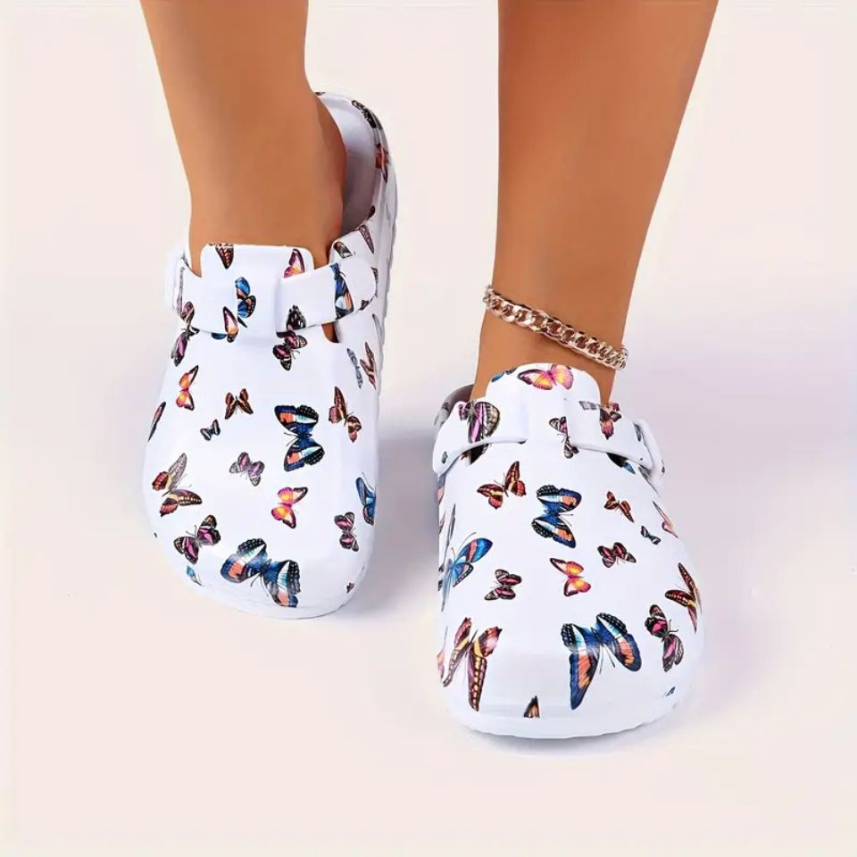 Women’s Butterfly Print EVA Clogs Lightweight Garden Shoes